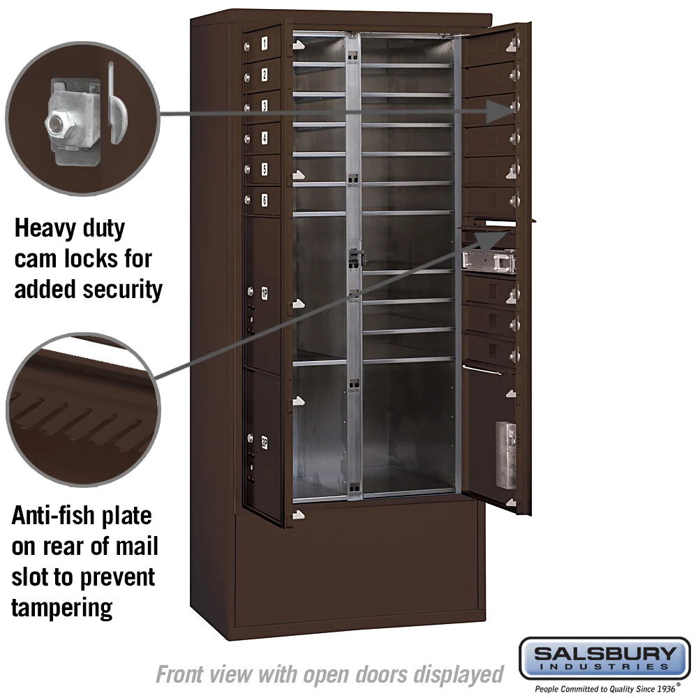 Maximum Height Free-Standing 4C Horizontal Mailbox with Parcel Lockers in Bronze - Image 3