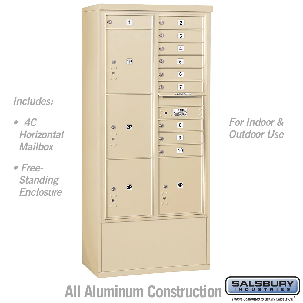 Maximum Height Free-Standing 4C Horizontal Mailbox with Parcel Lockers in Sandstone - Image 5
