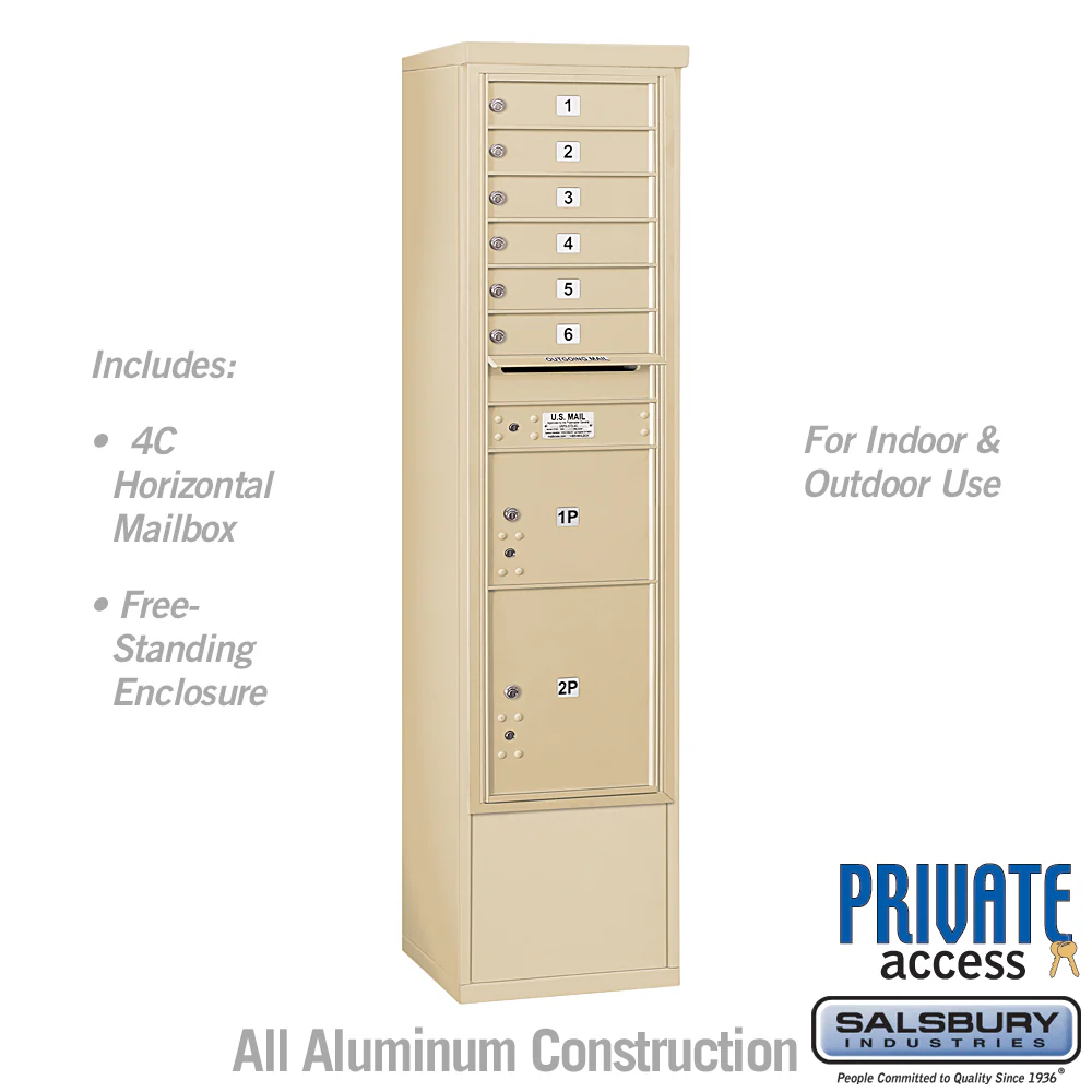 Maximum Height Free-Standing 4C Horizontal Mailbox with Parcel Lockers in Sandstone - Image 5
