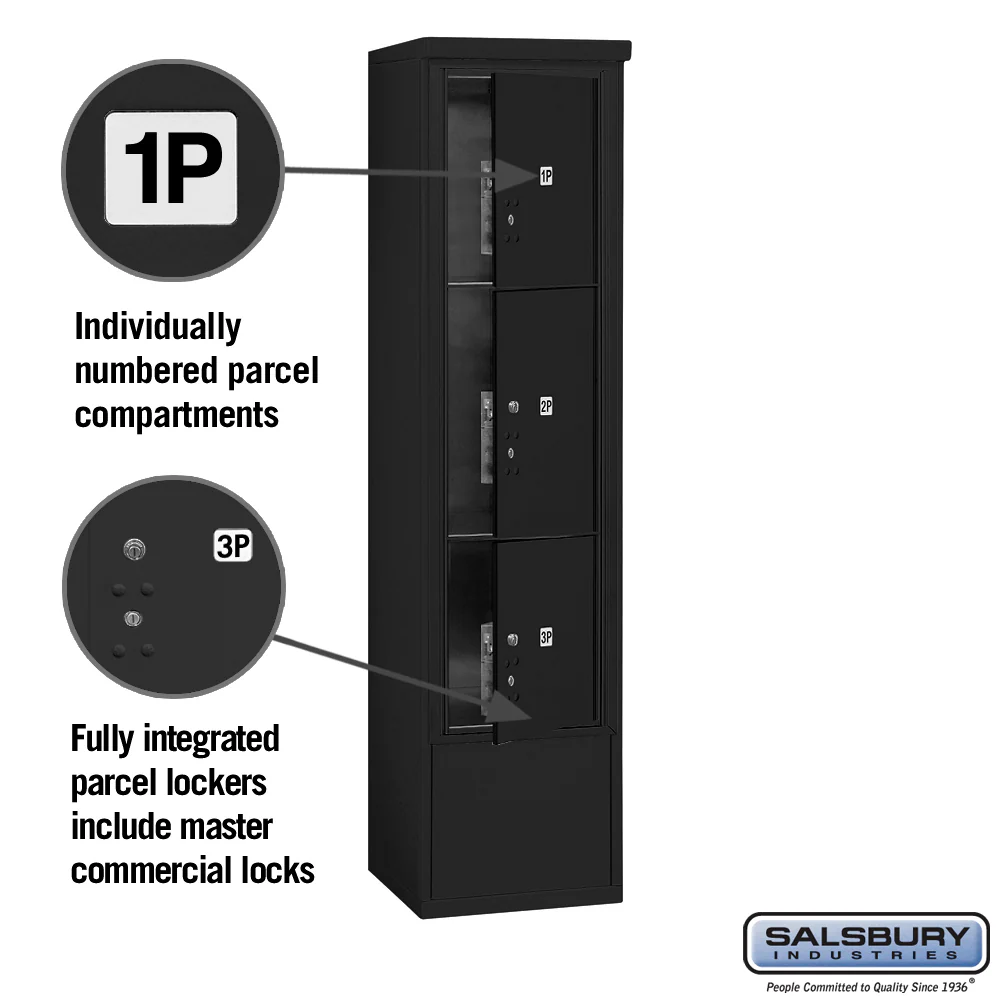 Maximum Height Free-Standing 4C Horizontal Parcel Locker with 3 Parcel Lockers in Black with Private Access - Image 2