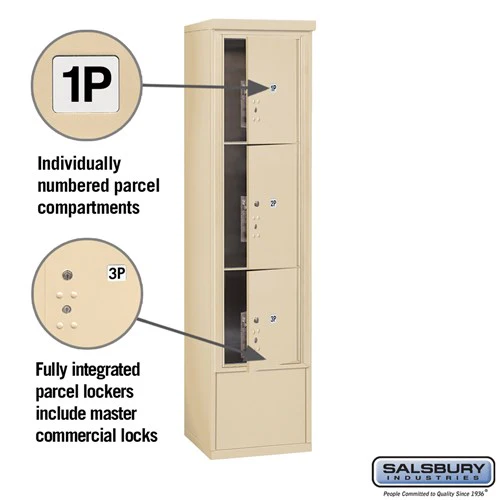 Maximum Height Free-Standing 4C Horizontal Parcel Locker with 3 Parcel Lockers in Sandstone - Image 2