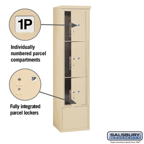 Maximum Height Free-Standing 4C Horizontal Parcel Locker with 3 Parcel Lockers in Sandstone with USPS Access - Image 2