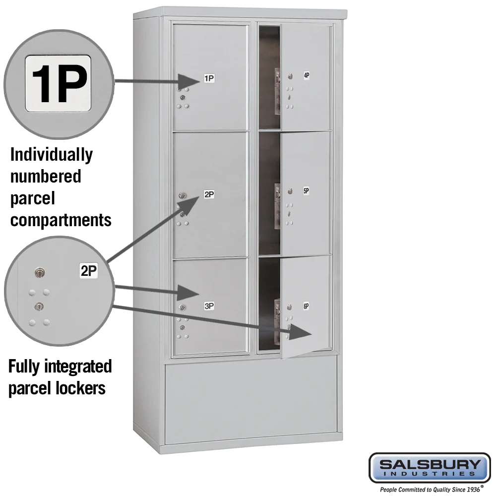 Maximum Height Free-Standing 4C Horizontal Parcel Locker with 6 Parcel Lockers in Aluminum with USPS Access - Image 2
