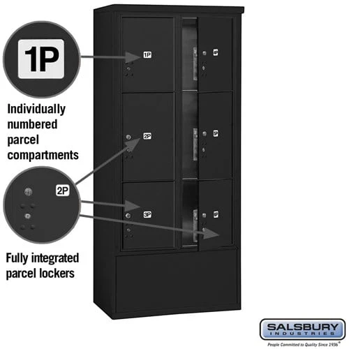 Maximum Height Free-Standing 4C Horizontal Parcel Locker with 6 Parcel Lockers in Black with USPS Access - Image 2
