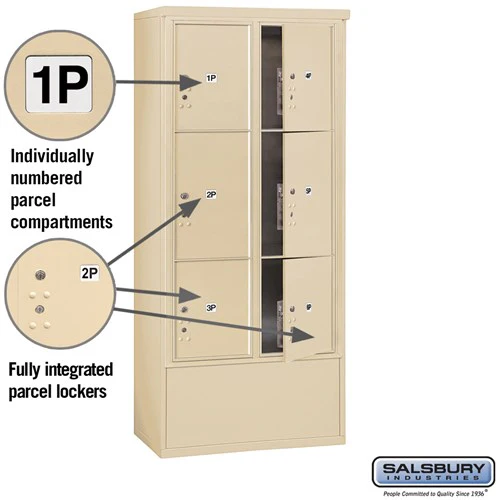 Maximum Height Free-Standing 4C Horizontal Parcel Locker with 6 Parcel Lockers in Sandstone - Image 2