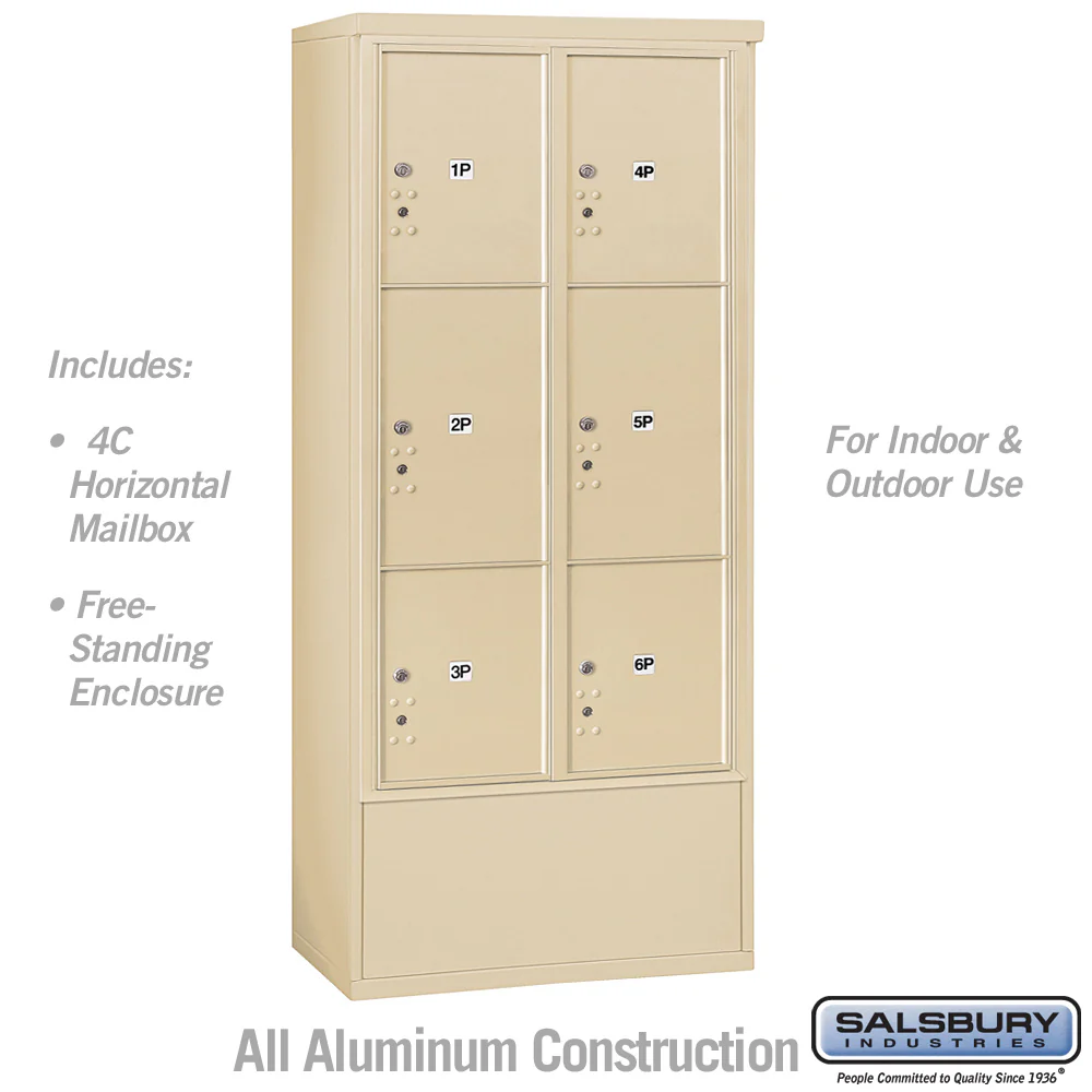 Maximum Height Free-Standing 4C Horizontal Parcel Locker with 6 Parcel Lockers in Aluminum with USPS Access - Image 5