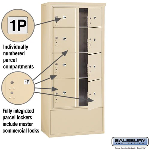 Maximum Height Free-Standing 4C Horizontal Parcel Locker with 8 Compartments in Sandstone - Image 2