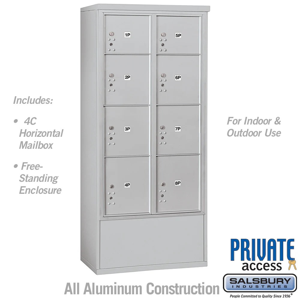Maximum Height Free-Standing 4C Horizontal Parcel Locker with 8 Parcel Compartments