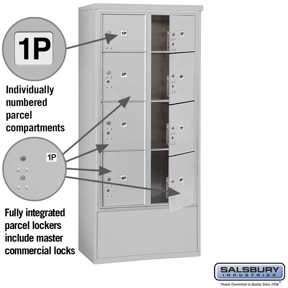 Maximum Height Free-Standing 4C Horizontal Parcel Locker with 8 Parcel Compartments - Image 2