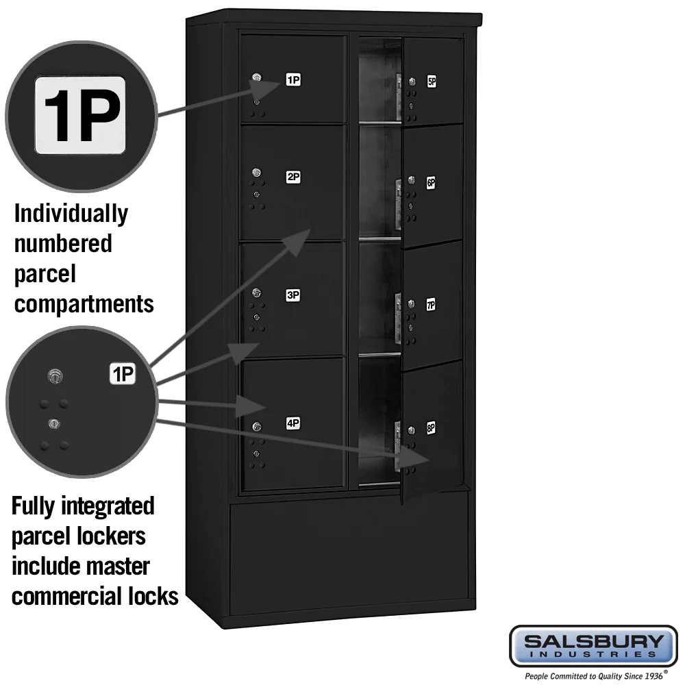 Maximum Height Free-Standing 4C Horizontal Parcel Locker with 3 Parcel Lockers in Black with Private Access - Image 6