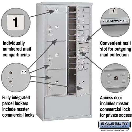 Maximum Height Free-Standing Mailbox with 10 Compartments and Parcel Lockers - Image 2