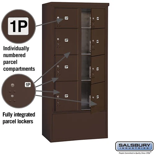 Maximum Height Free-Standing Parcel Locker with 8 Compartments in Bronze - Image 2