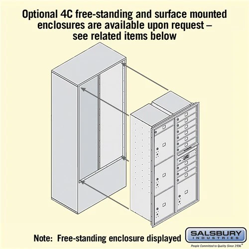 Maximum Height Recessed Mounted 4C Horizontal Mailbox with 10 Doors and 4 Parcel Lockers in Black with Private Access - Front Loading - Image 5