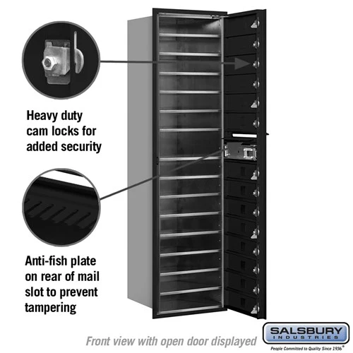 Maximum Height Recessed Mounted 4C Horizontal Mailbox with 14 Doors in Black - Private Access - Image 3