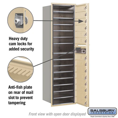 Maximum Height Recessed Mounted 4C Horizontal Mailbox with 14 Doors in Sandstone - Front Loading - Image 3