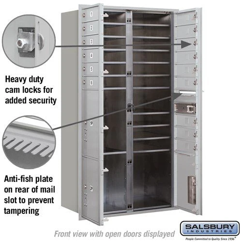 Maximum Height Recessed Mounted 4C Horizontal Mailbox with 15 Doors and 3 Parcel Lockers - Front Loading - Image 3