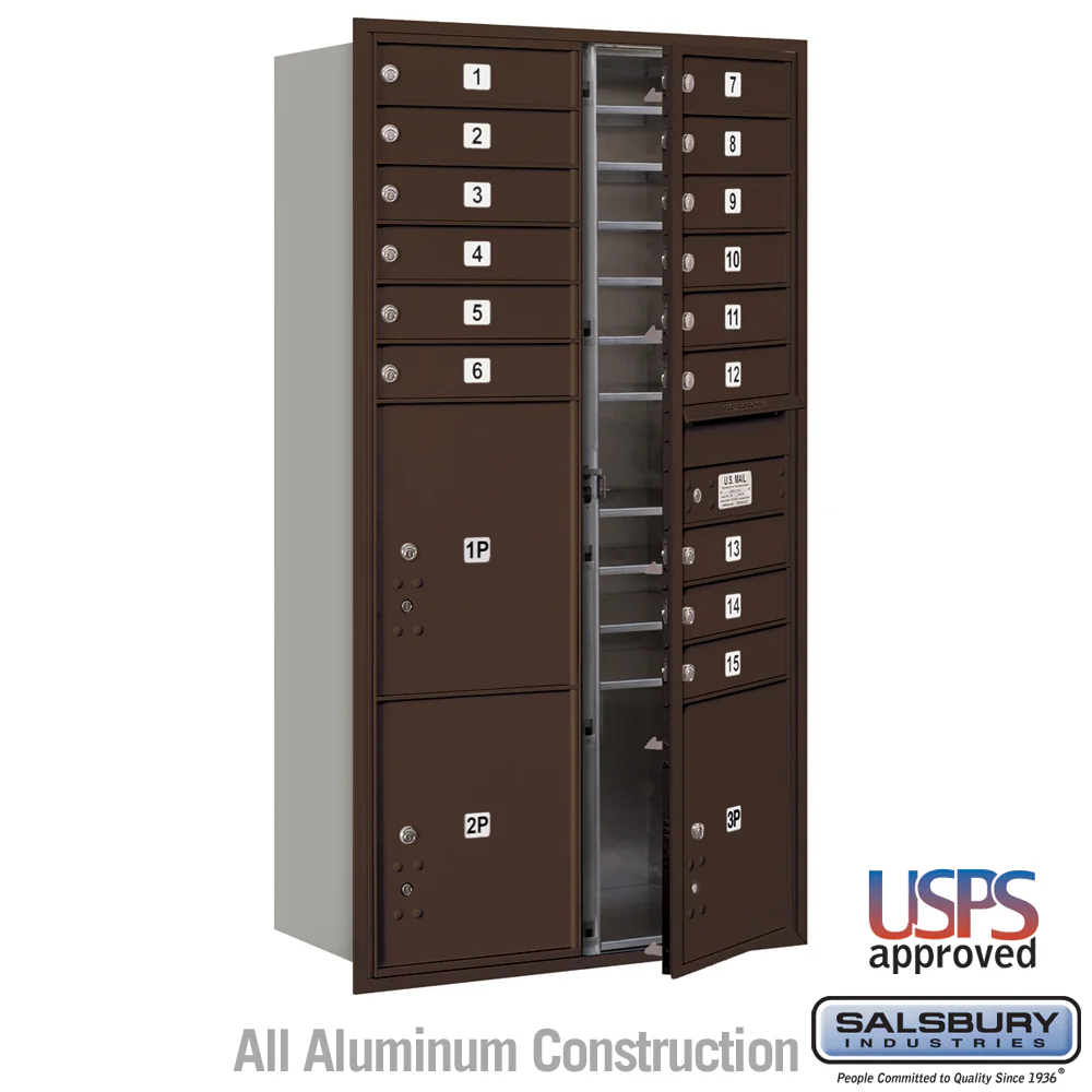 Maximum Height Recessed Mounted 4C Horizontal Mailbox with 15 Doors and 3 Parcel Lockers - Front Loading - Image 6