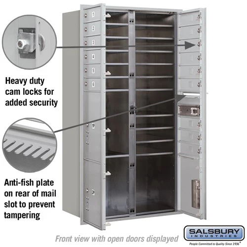 Maximum Height Recessed Mounted 4C Horizontal Mailbox with 15 Doors and 3 Parcel Lockers - Front Loading - Image 3