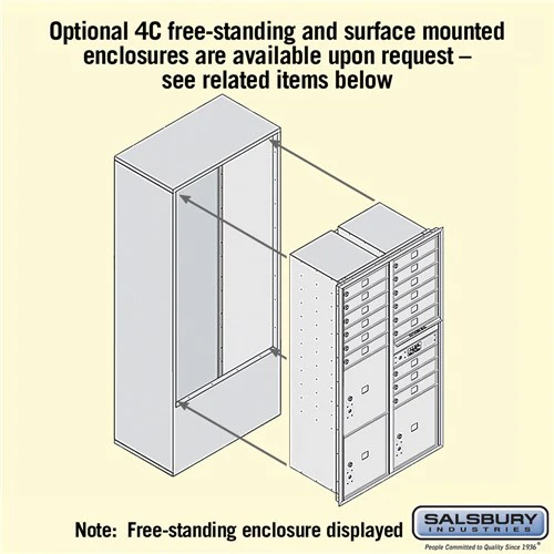 Maximum Height Recessed Mounted 4C Horizontal Mailbox with 15 Doors and 3 Parcel Lockers - Front Loading - Image 5