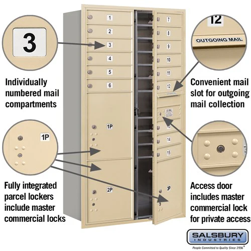 Maximum Height Recessed Mounted 4C Horizontal Mailbox with Parcel Lockers in Bronze - Image 7