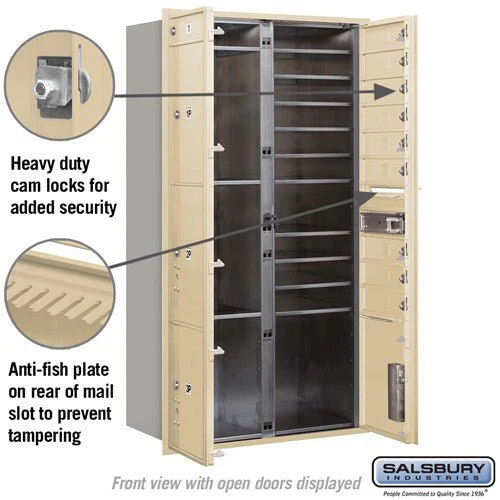 Maximum Height Recessed Mounted 4C Horizontal Mailbox with 10 Doors and 4 Parcel Lockers in Sandstone with USPS Access - Image 3