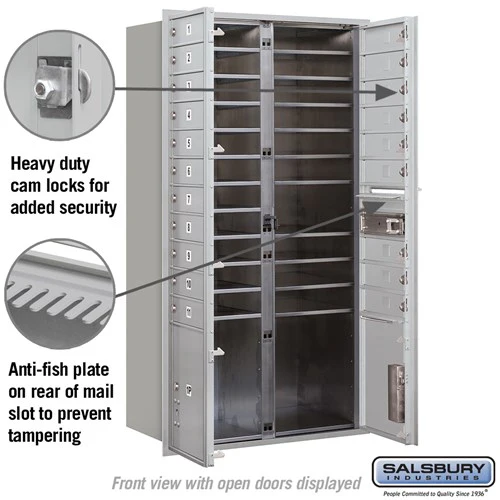 Maximum Height Recessed Mounted 4C Horizontal Mailbox with 20 Doors and 2 Parcel Lockers - Front Loading - Image 3