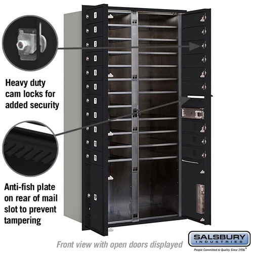 Maximum Height Recessed Mounted 4C Horizontal Mailbox with 20 Doors and 2 Parcel Lockers - Black - Rear Loading - Image 6