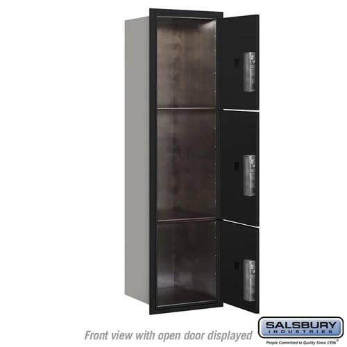 Maximum Height Recessed Mounted 4C Horizontal Parcel Locker with 3 Compartments - Black - USPS Approved - Image 3