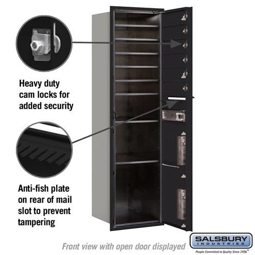 Maximum Height Recessed Mounted 4C Horizontal Mailbox with 6 Doors and 2 Parcel Lockers - Black - USPS Access - Image 3