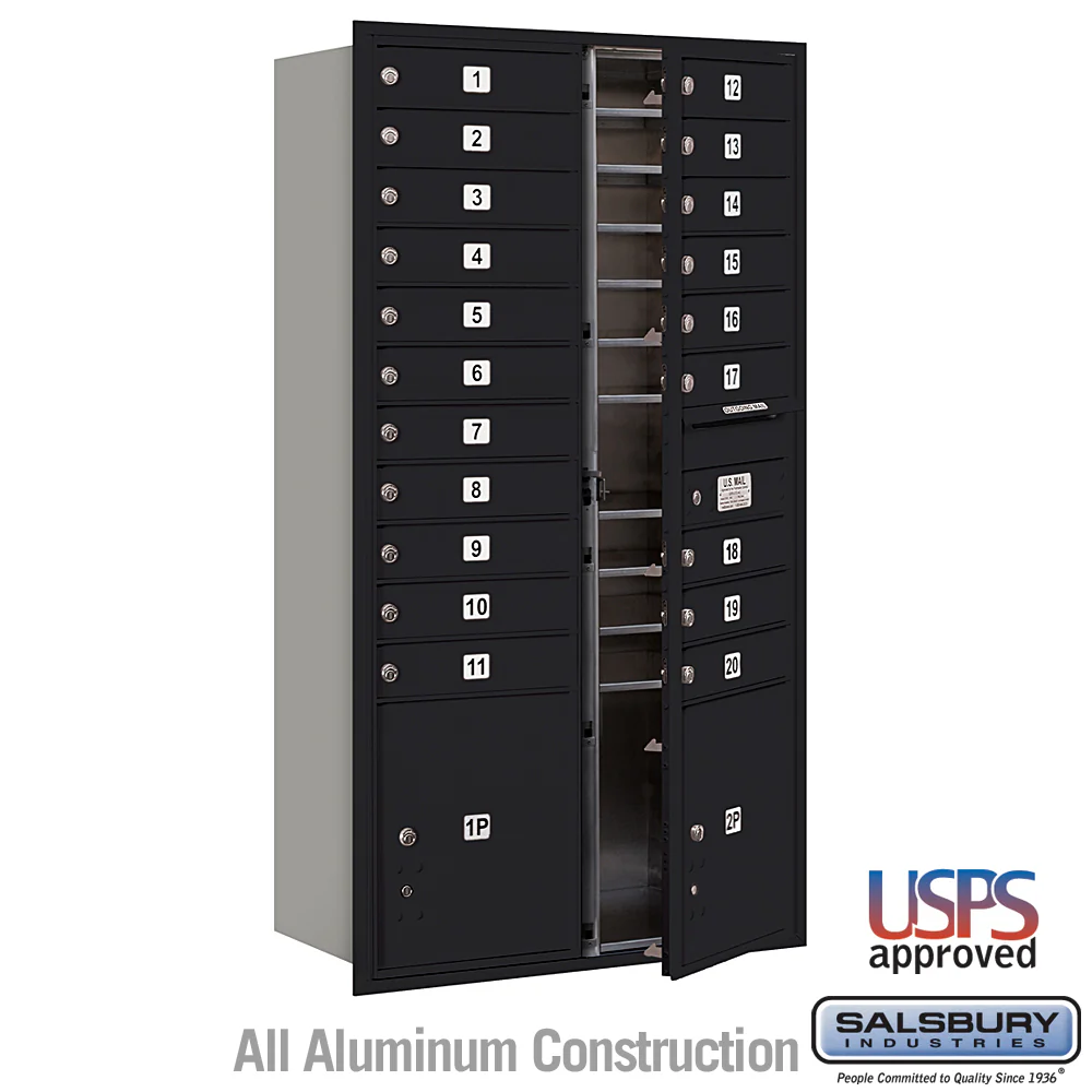 Maximum Height Recessed Mounted 4C Horizontal Mailbox with 6 Doors and 2 Parcel Lockers - Black - USPS Access - Image 6