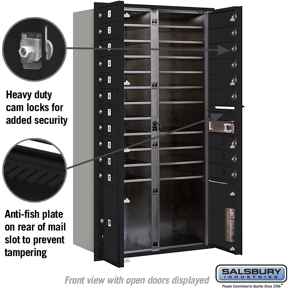Maximum Height Recessed Mounted 4C Horizontal Mailbox with 6 Doors and 2 Parcel Lockers - Black - USPS Access - Image 8