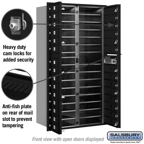 Maximum Height Recessed Mounted 4C Horizontal Mailbox with 29 Doors - Black - Private Access - Image 3