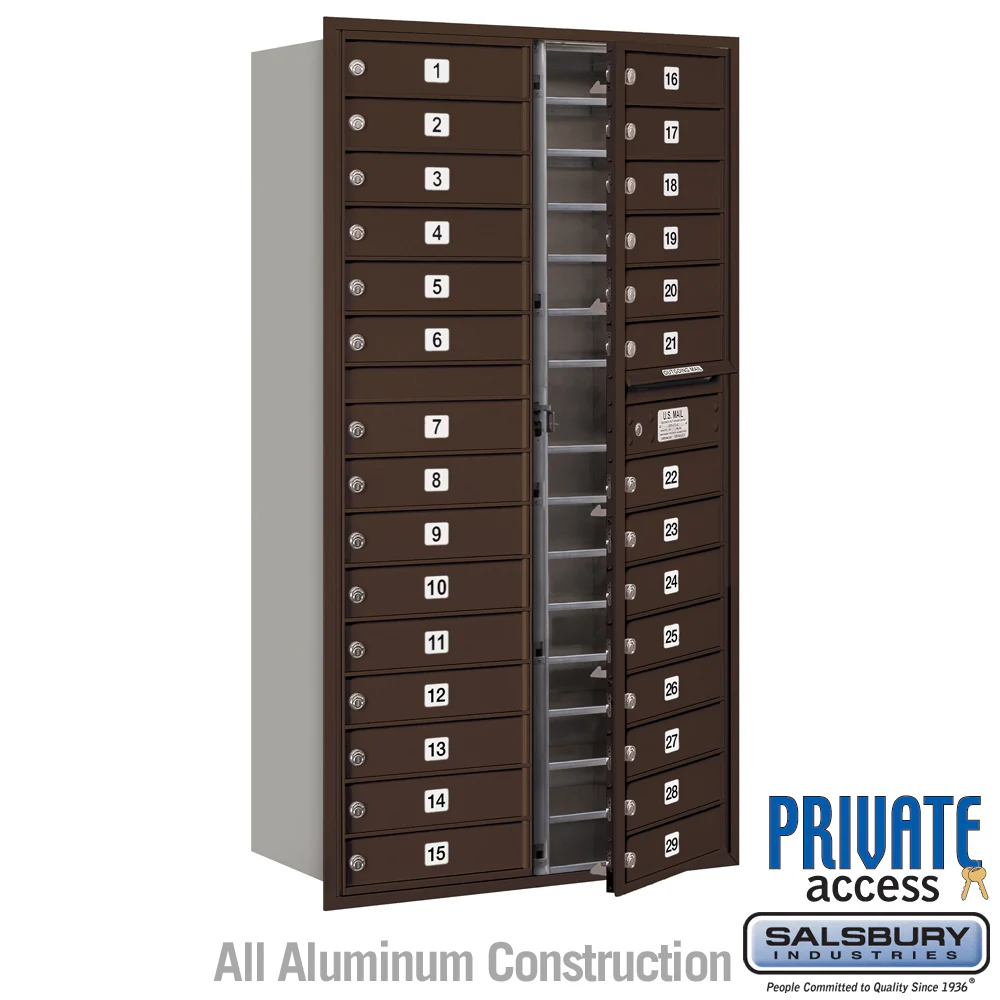 Maximum Height Recessed Mounted 4C Horizontal Mailbox with 29 Doors - Bronze - Private Access