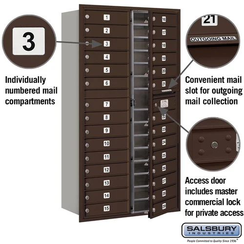 Maximum Height Recessed Mounted 4C Horizontal Mailbox with 29 Doors - Bronze - Private Access - Image 2