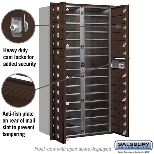 Maximum Height Recessed Mounted 4C Horizontal Mailbox with 29 Doors - Bronze - Private Access - Image 3
