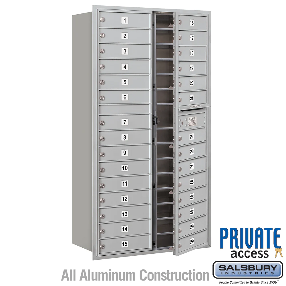 Maximum Height Recessed Mounted 4C Horizontal Mailbox with 29 Doors - Private Access