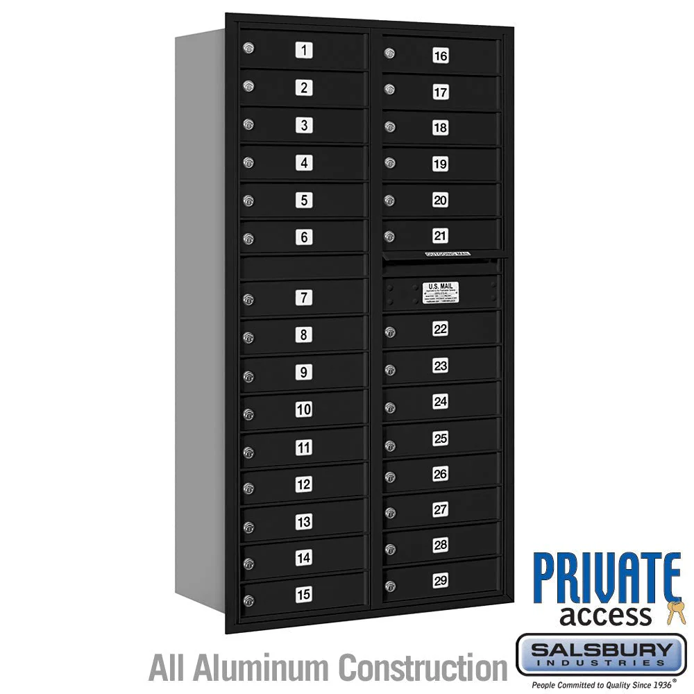 Maximum Height Recessed Mounted 4C Horizontal Mailbox with 29 Doors - Rear Loading
