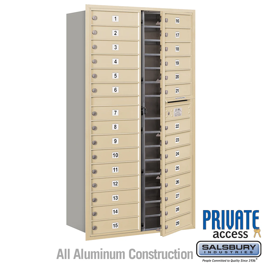 Maximum Height Recessed Mounted 4C Horizontal Mailbox with 29 Doors - Sandstone - Rear Loading - Image 4