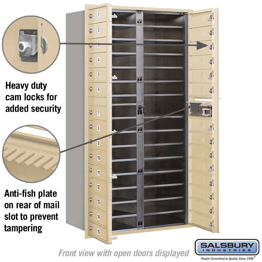 Maximum Height Recessed Mounted 4C Horizontal Mailbox with 29 Doors - Sandstone - Rear Loading - Image 6
