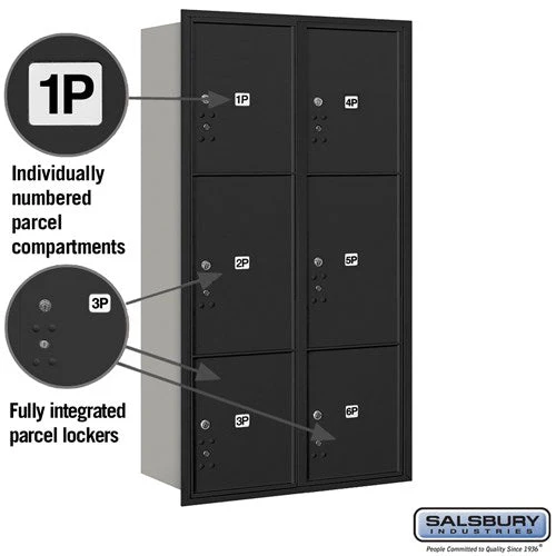 Maximum Height Recessed Mounted 4C Horizontal Parcel Locker with 6 Compartments - Rear Loading - Image 2