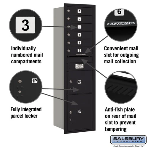 Maximum Height Recessed Mounted 4C Horizontal Parcel Locker with 8 Compartments - Black - Rear Loading - Image 4