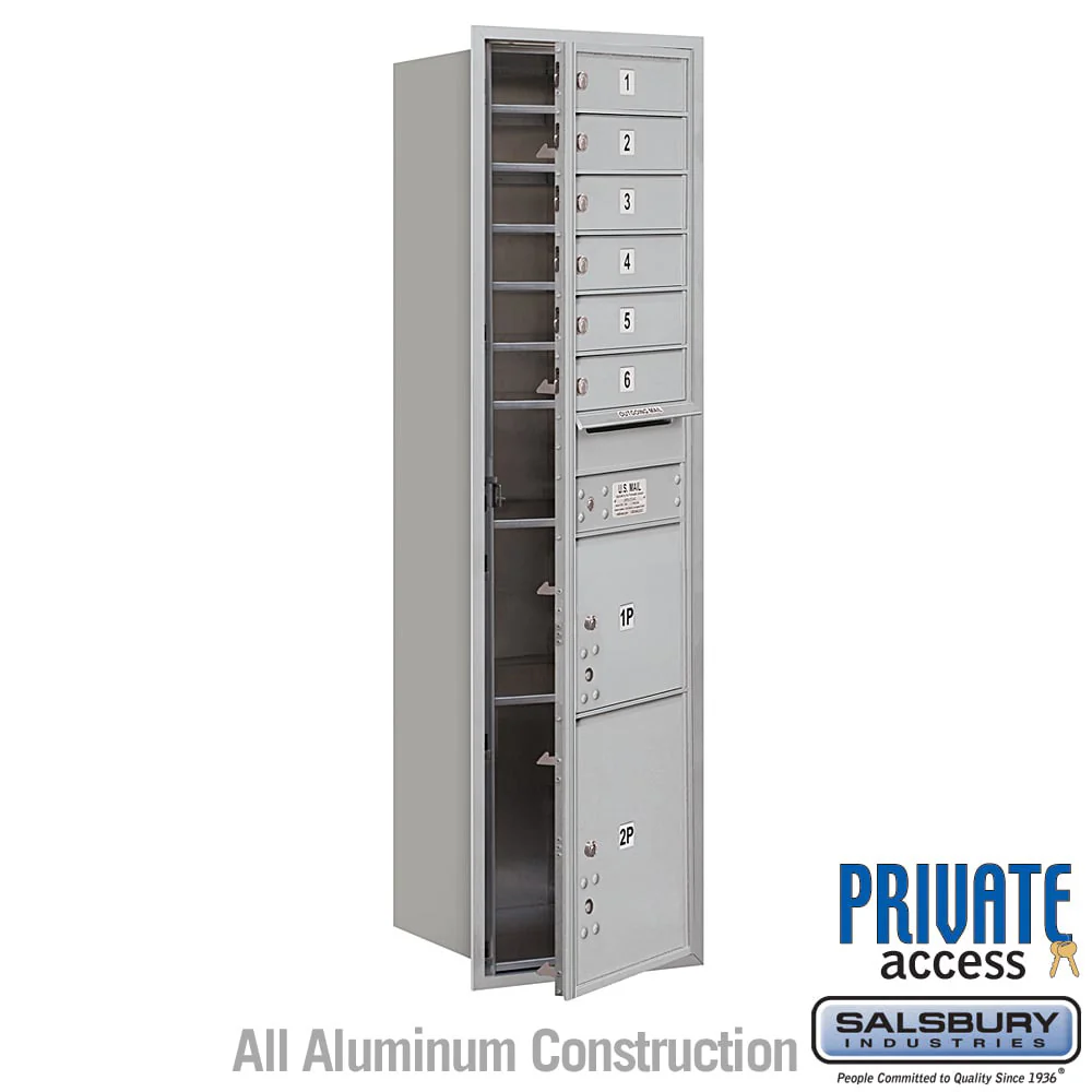Maximum Height Recessed Mounted 4C Horizontal Mailbox with 6 Doors and 2 Parcel Lockers - Front Loading