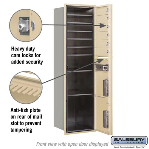 Maximum Height Recessed Mounted 4C Horizontal Mailbox with 6 Doors and 2 Parcel Lockers in Sandstone with Private Access - Image 3