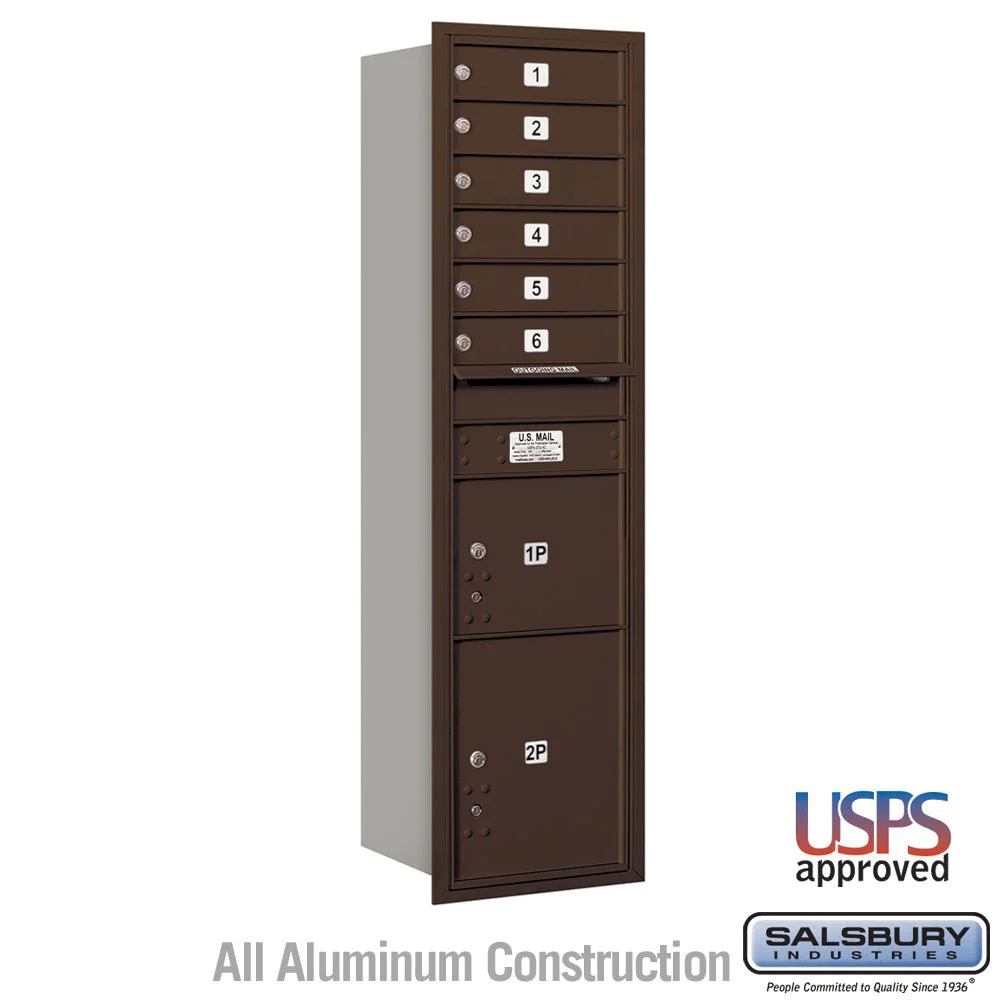 Maximum Height Recessed Mounted 4C Horizontal Mailbox with Parcel Lockers - Bronze - USPS Approved