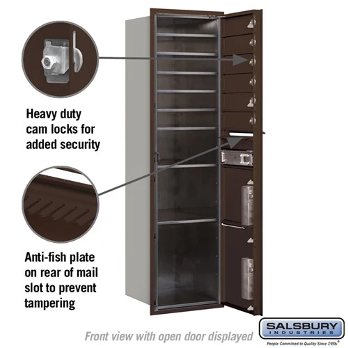 Maximum Height Recessed Mounted Parcel Locker with 6 Compartments - Bronze Rear Loading - Image 5