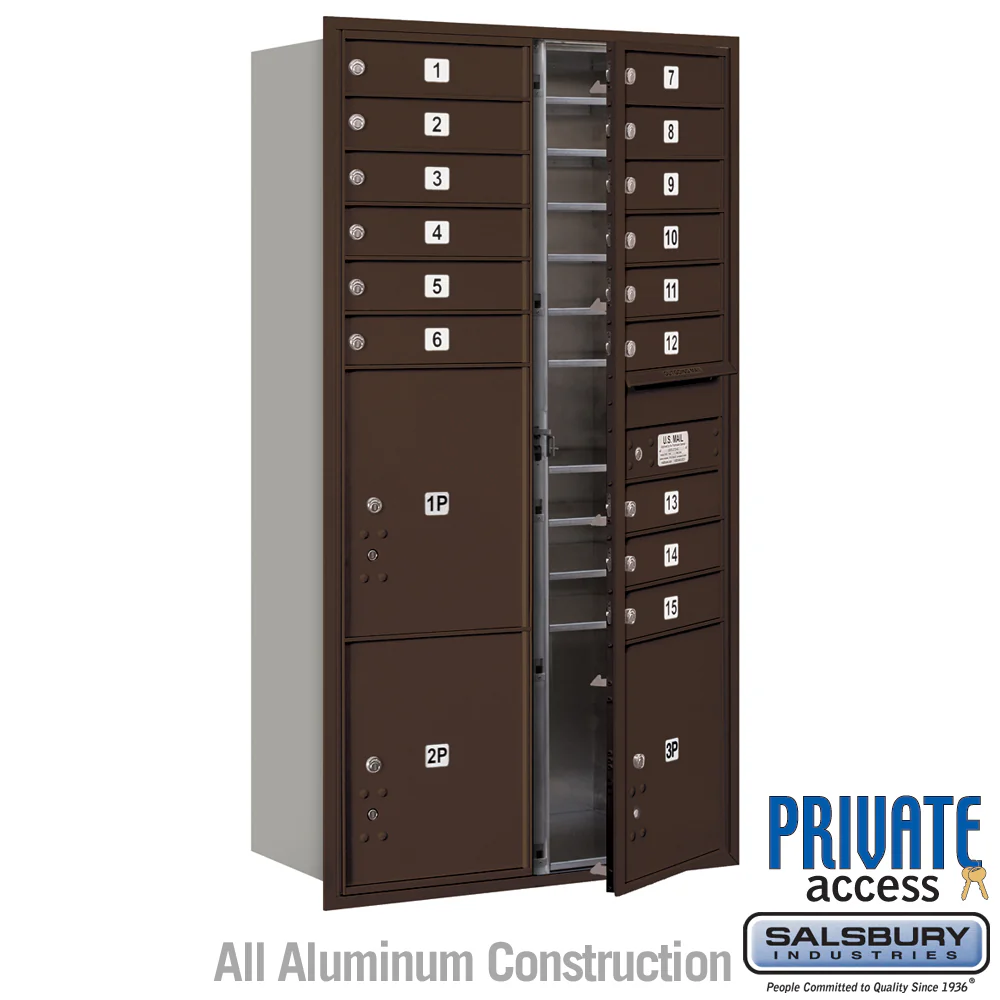 Maximum Height Recessed Mounted 4C Horizontal Mailbox with Parcel Lockers in Bronze - Image 4