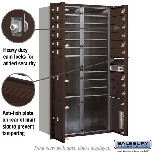 Maximum Height Recessed Mounted 4C Horizontal Mailbox with Parcel Lockers in Bronze - Image 6