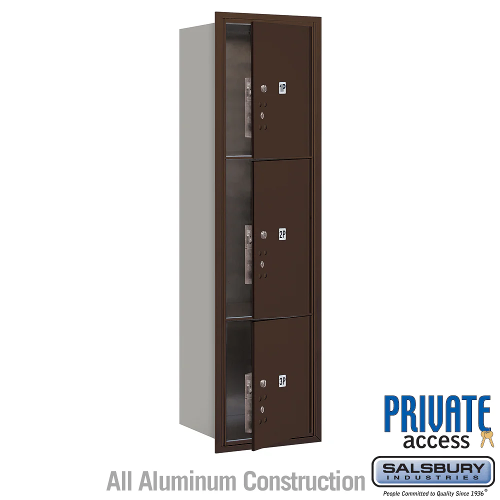 Maximum Height Recessed Mounted 4C Horizontal Parcel Locker with 3 Compartments in Bronze