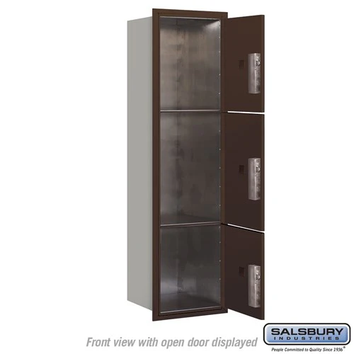 Maximum Height Recessed Mounted 4C Horizontal Parcel Locker with 3 Compartments in Bronze - Image 3