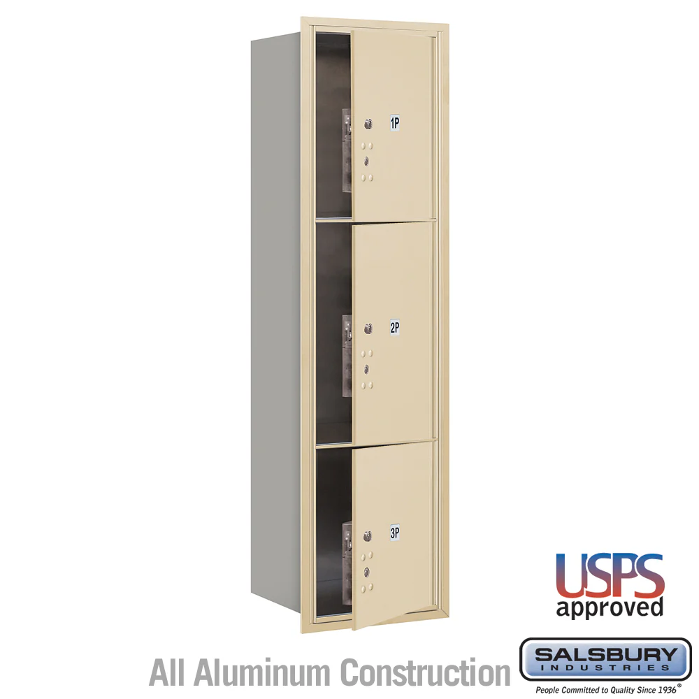 Maximum Height Recessed Mounted 4C Horizontal Parcel Locker with 3 Parcel Lockers - Front Loading
